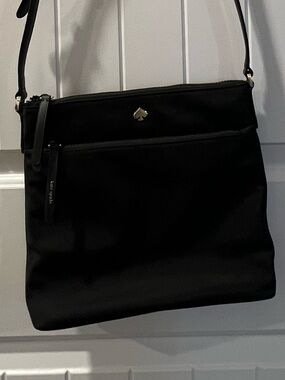 Kate Spade Jar black nylon crossbody with gold spade emblem